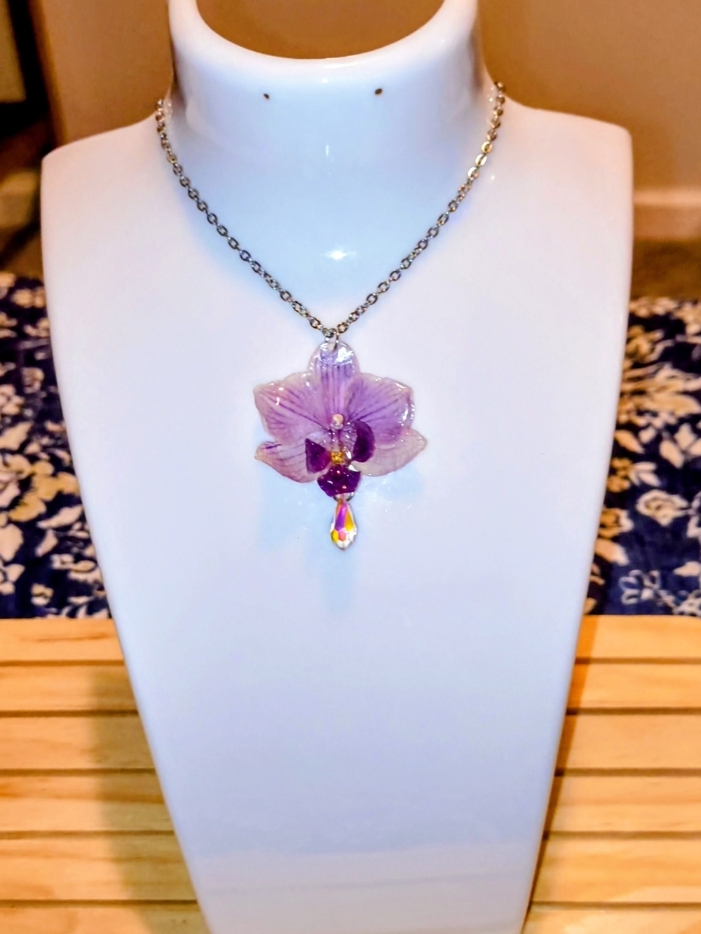 Lavender Orchid Pendant Necklace - Women's Floral Jewelry